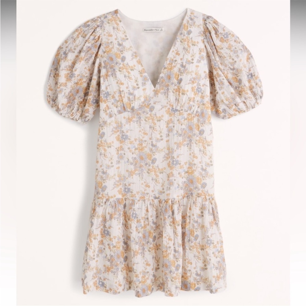 Abercrombie & Fitch puff sleeve trapeze mini dress